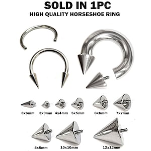 Titanium Cone Septum Horseshoe: Internally Threaded Body Piercing