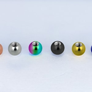 Color Piercing Threaded Balls - 2pcs - Loose Balls Piercing for Labrets, Barbells, Curve Bar, Septum Horseshoe Piercing Accessories