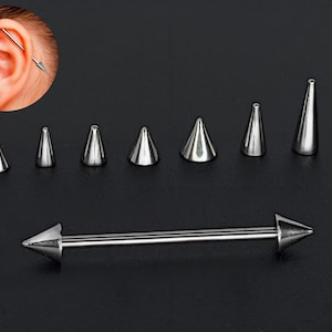 Spike Industrial Piercing Titanium Cone/Spike Barbell Stud 16G 14G Nipple Jewelry, Industrial Barbell, Nose Bridge - Custom Spike Size