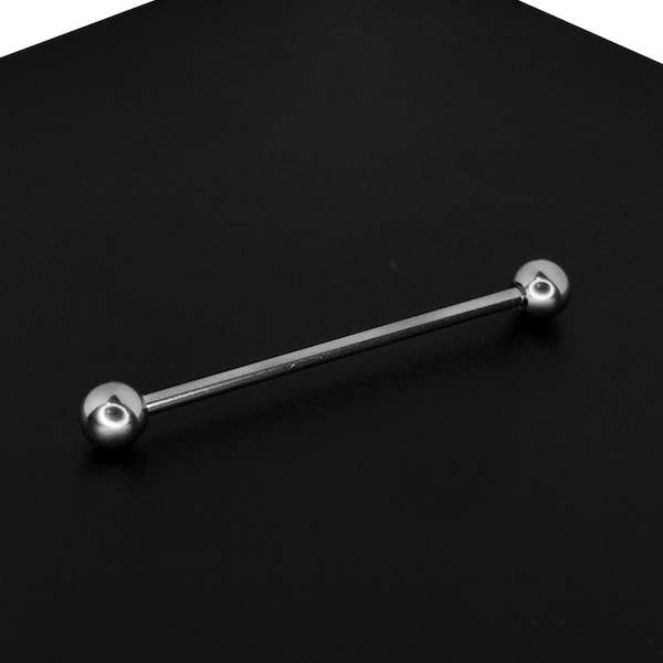 Titanium Crystal Ball Industrial Barbell: Helix Cartilage Piercing 14g 16g