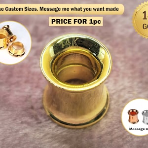 14K Gold Double Flared Ear Plugs: Handmade Body Piercing (1pc)
