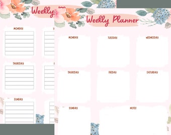 Weekly Planner ,Editable Planner, Printable Planner , Weekly Agenda, Weekly To Do List