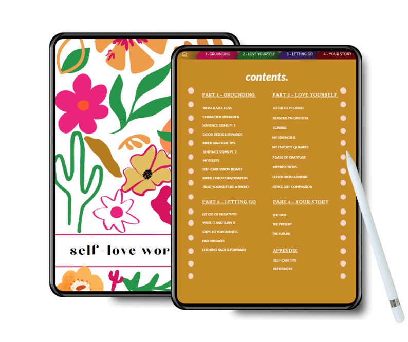 self love workbook, guided journal, self love guided journal, digital journal, digital guided journal, minimalist journal