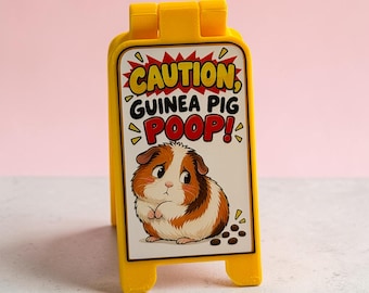 Mini 7CM Caution Guinea Pig Poop Stand Up 'A Board' Style Sign