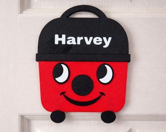 Smiling Vacuum Bedroom Door Sign - Personalised Hoover Name Sign for Bedroom Doors ETC like Henry - Custom 3D