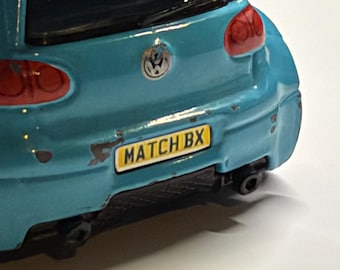 Tiny 1/64 Scale Number Plate Stickers for Hot Wheels or Matchbox style cars - 5 sets, pre cut.   Darn tiny great gifts!