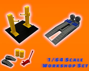 Kit de taller a escala 1/64 / para Diorama Hotwheels o minicoches Matchbox - Estilo garaje / taller.