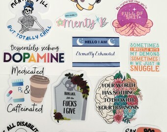 Vinyl Waterproof Mental Health Stickers for laptop tumblers and more