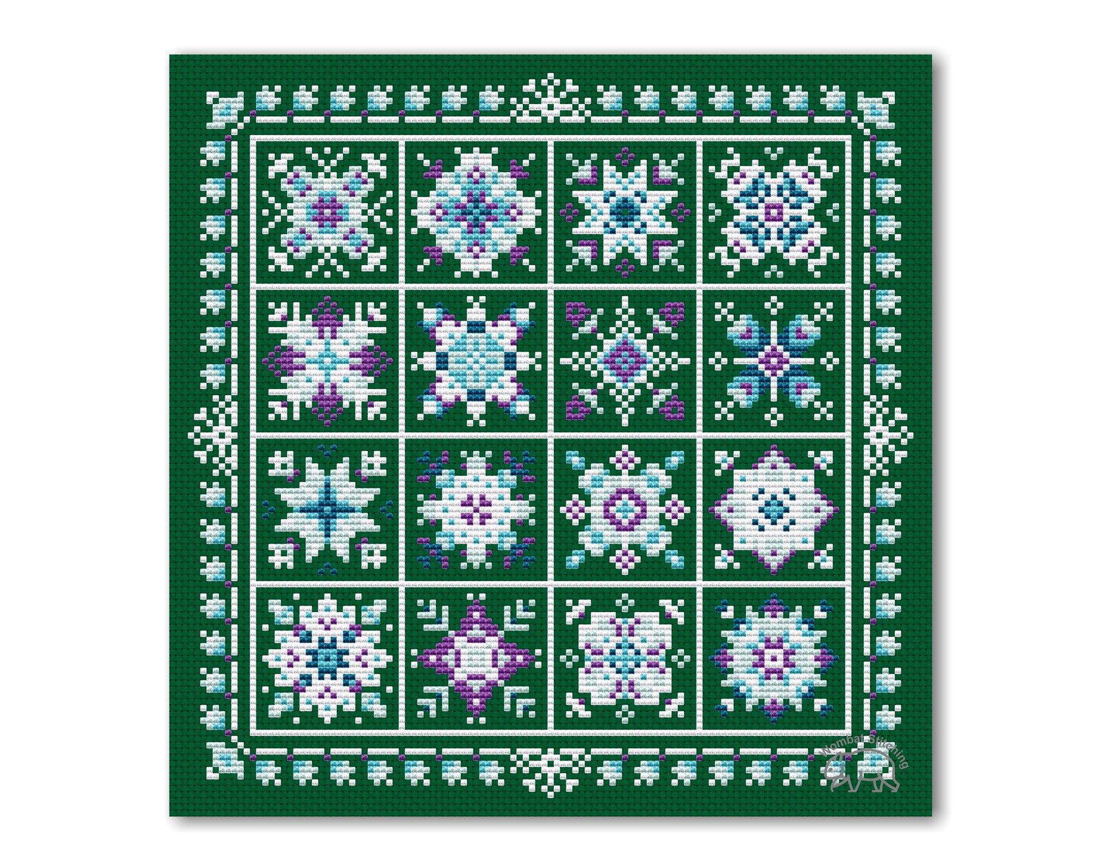 Merry Christmas Patchwork Cross Stitch Pattern: Winter Sampler 4x4 ...