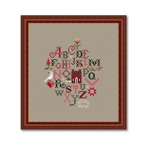 Alphabet Spring Sampler, Primitive Pattern Cross Stitch PDF, Cross Stitch Sampler