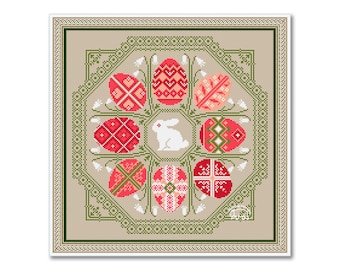 Happy Easter Cross Stitch Pattern, Primitive Sampler - Etsy