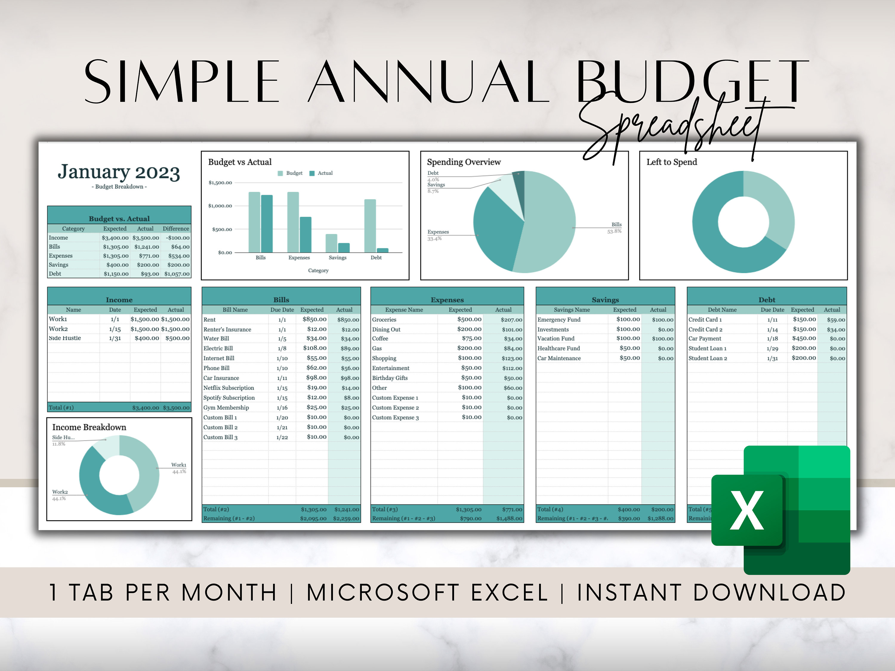 Excel annual budget template
