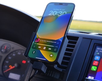 Phone holder for VW T5 Transporter Multivan California (USB-C, Lightning, MagSafe) | CarPlay | Android Auto | Wireless charging | Pre-facelift