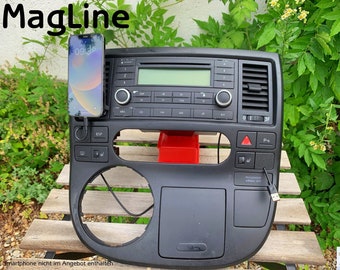Magnetische Handyhalterung für VW T5.2 Multivan California (breite Konsole) (USB-C&Lightning) | CarPlay | PlugPlay | MagSafe | MagLine