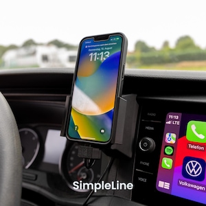Handyhalterung VW T6.1 Transporter Multivan California (USB-C, Lightning, MagSafe) | CarPlay | AndroidAuto | Wireless-Charging | Facelift