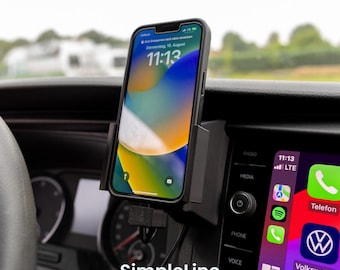 Mobile phone holder for VW T6.1 Transporter Multivan California (USB-C, Lightning, MagSafe) | CarPlay | Android Auto | Wireless charging | Facelift