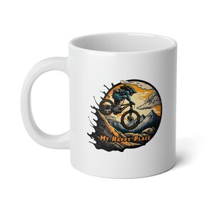 Happy Place Mountain Biking Jumbo Mug, 20oz, Biking Gift, Cycling Gift, Coffee Mug