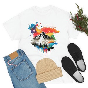 Colorful Mountain Art T-Shirt, Mountain Lover Shirt, Outdoor Gift, Hiker Gift, Mountain Shirt, Wanderlust Gift