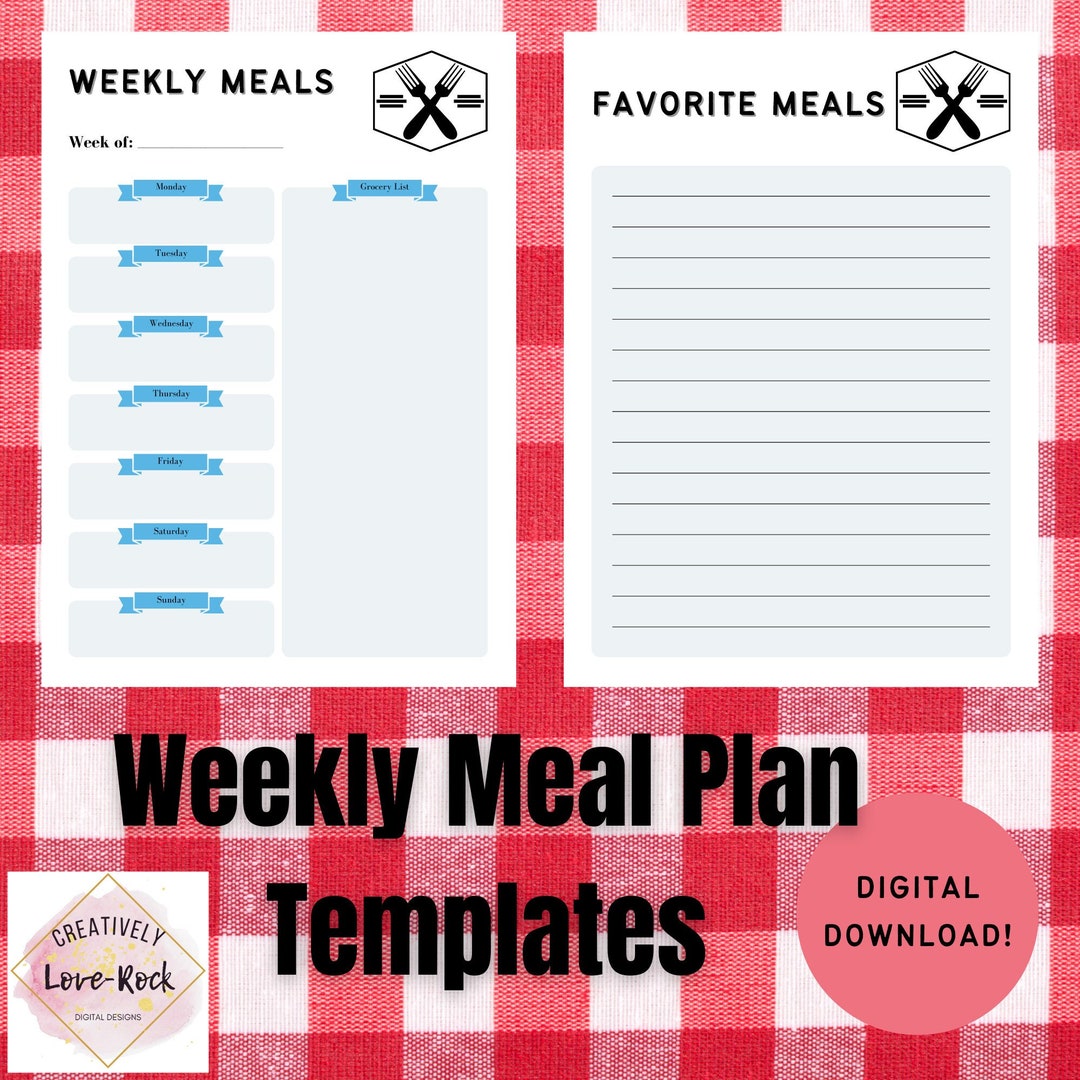 Printable Weekly Meal Plan Template - Etsy
