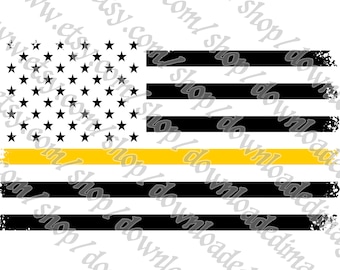 Dunne gouden lijn Distressed Flag SVG, 911 Dispatch PNG, 911 Dispatcher Grunge AI