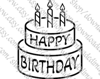 Gelukkige verjaardag svg, png, ai, eps, verjaardagstaart, Cricut-afbeelding