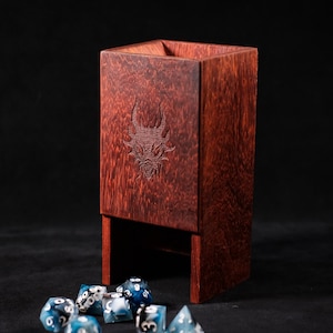 Padauk Wood Dice Tower for Dungeons and Dragons, Dnd, Pathfinder, or any tabletop RPG. Great gift for gamers.