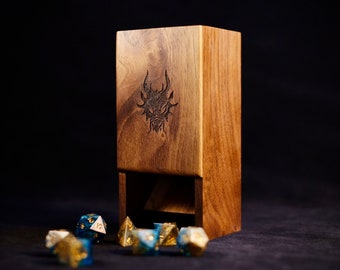 Walnut Wood Dice Tower for Dungeons and Dragons, Dnd, Pathfinder, or any tabletop RPG.