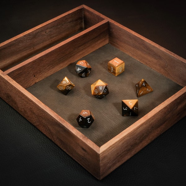 Black Walnut Dice Tray - Great gift for fans of D&D, Dungeons and Dragons, Pathfinder, or any tabletop RPG.