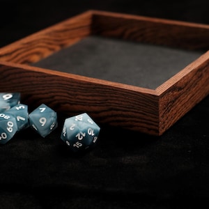 Handgjord kompakt tärningsbricka i trä, läderfodral, RPG-spel