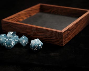 Handcrafted Wood Compact Dice Tray, Leather Liner, RPG Gaming