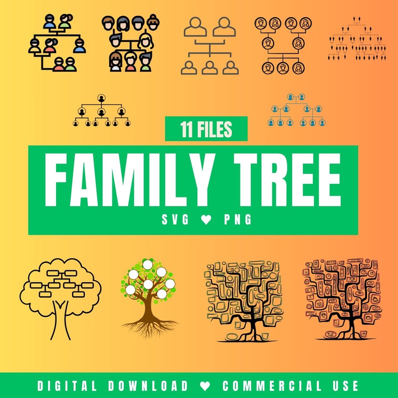 Family Tree SVG PNG Clipart Bundle Files for Cricut Icon Mega Pack ...