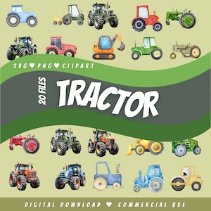 Tracteur SVG PNG clipart bundle fichiers aquarelle pour cricut mega pack silhouette vintage fichier sublimation ferme téléchargement numérique