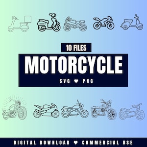Moto SVG PNG clip art bundle file di contorno per cricut mega pack moto sagoma file sublimazione motociclista download digitale