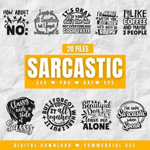Sarcastic SVG PNG dxf eps clipart bundle funny for cricut sassy silhouette design sign humor sublimation saying qoute digital download
