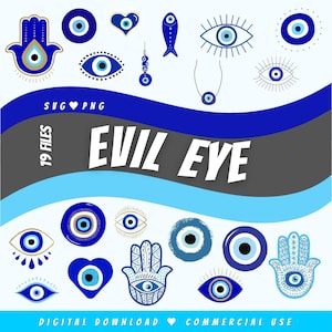 Evil eye SVG, evil eye PNG clipart bundle, hamsa clip art, blue evil eye svg, evil eye icon evil eye hamsa digital download