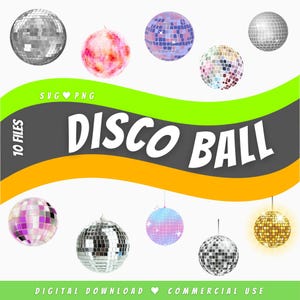 Disco ball SVG, disco ball PNG, disco clipart bundle, disco ball instant digital download, disco party ball watercolor, retro groovy svg