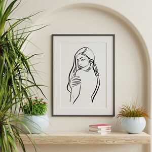 Woman Line Drawing Art Print, Minimalist Feminine One Line Wall Home Decor, Female Body Print Poster, Modern Body Line Art, Digital Download
