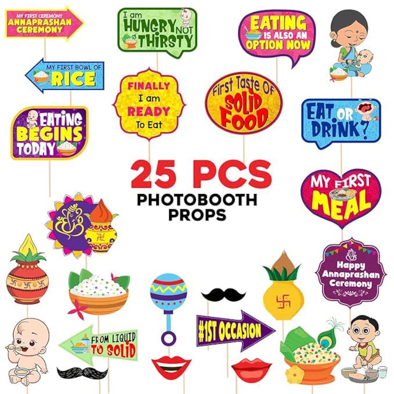 Annaprasanam Photo Booth Props: Rice Ceremony Decorations, Baby ...