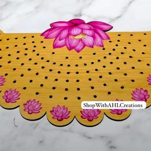MDF Laminated Ashtalakshmi stand Ashtottram Flower Stand for Lakshmi Pooja | Varalakshmi Vratham Pooja | Golden Arch| MDF Prabhavali decor