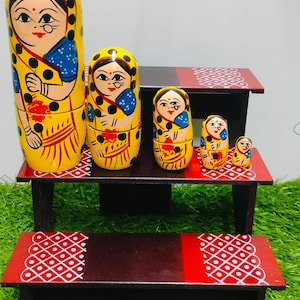 5 in 1 Toy Doll Set for Kids | Kondapalli 5 in 1 Doll Set | 5 in 1 Doll Insert | Bongaram or Spinning Top set of 5 for Return Gifts