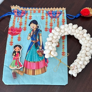 Half saree Function Return gift bags | Haldi Return Gifts | Mehendi bags |Potli bags for Indian occasions