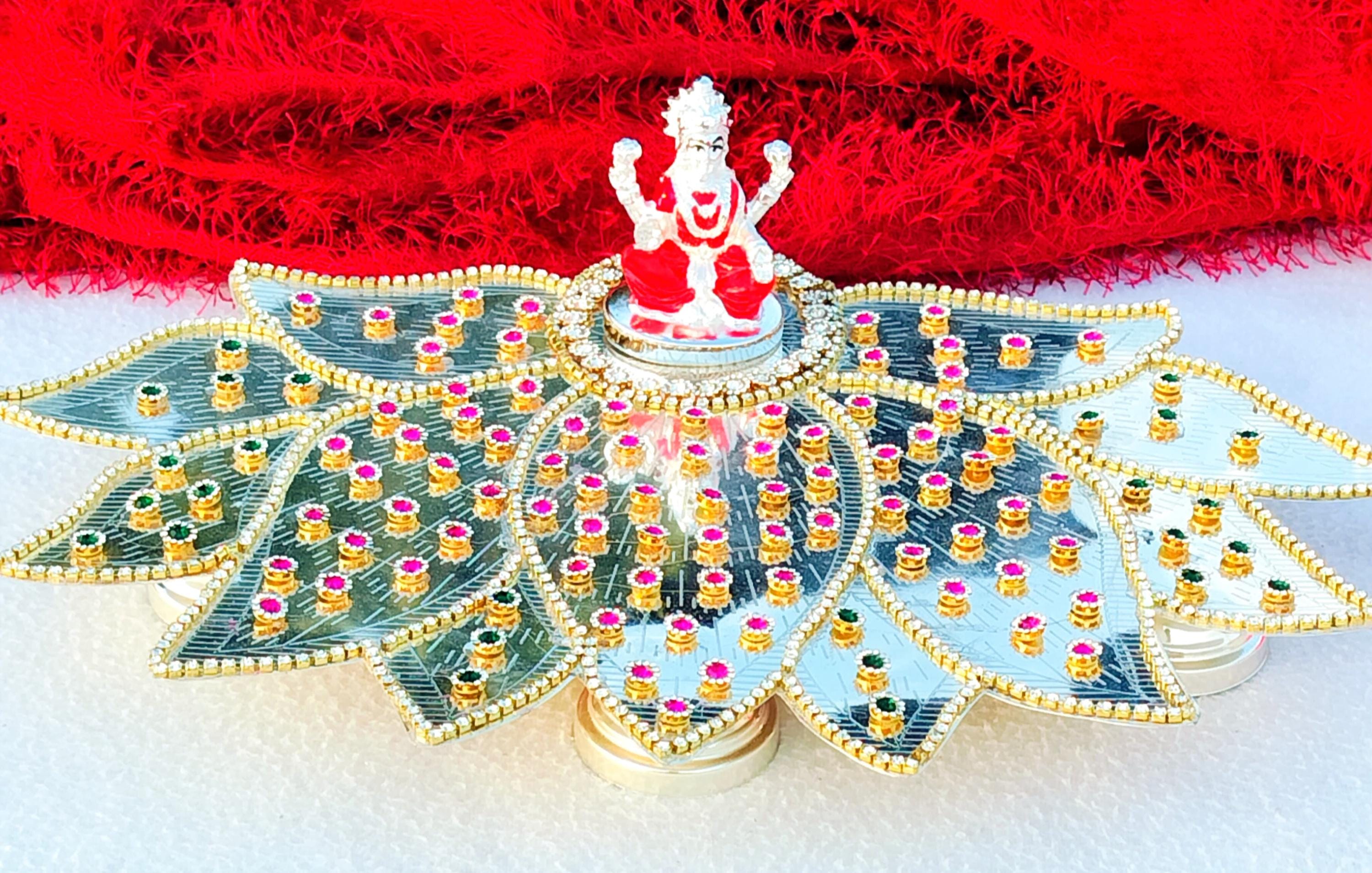 German Silver Lotus Ahtotram Stand for 108 Flowers | Diwali Pooja