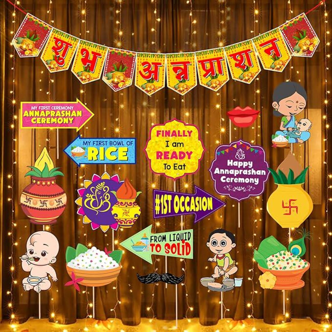 Annaprasanam Photo Booth Props: Rice Ceremony Decorations, Baby ...