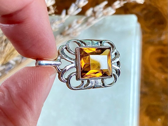 Collier Vintage Argent 835 Avec Pendentif Citrine Ovale - Longueur 49 Cm - Neuf Avec étiquettes