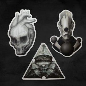 Dark Art Vinyl Sticker 3-pack 3&quot;+ stickers - Macabre art