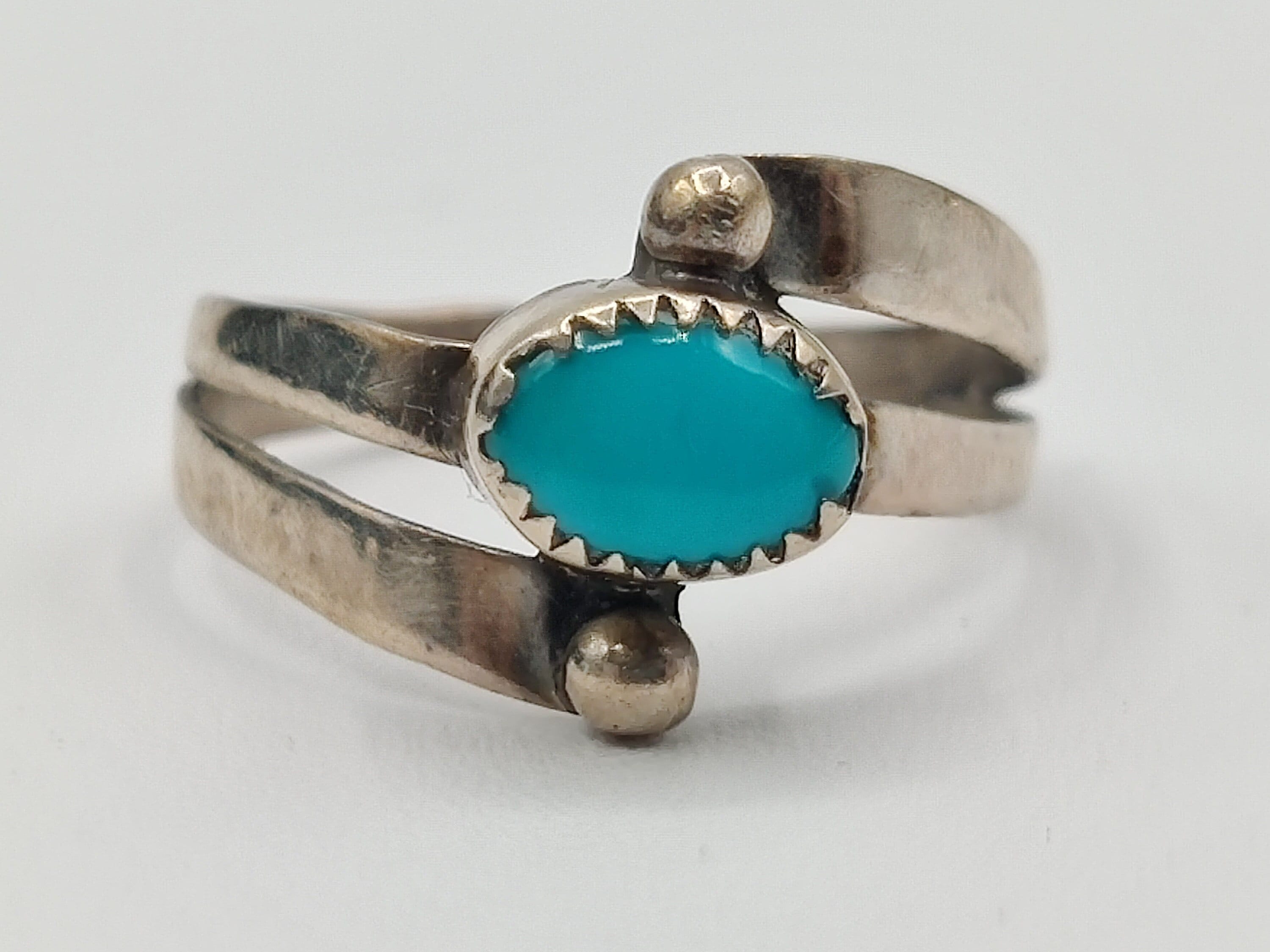 Sleeping Beauty Turquoise Sterling Silver Ring / Sawtooth Bezel Bypass ...