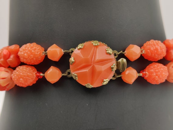 Peach Coral West Germany Plastic Necklace - image 5