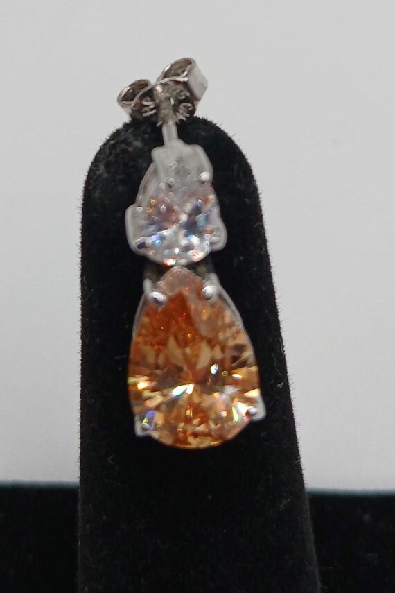 Pear Brandy Colored CZ Earrings - image 3