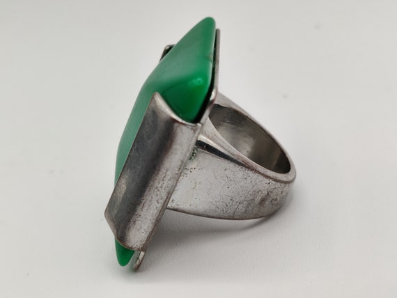 Large MOD Green Square Statement Ring / Unique 19… - image 5