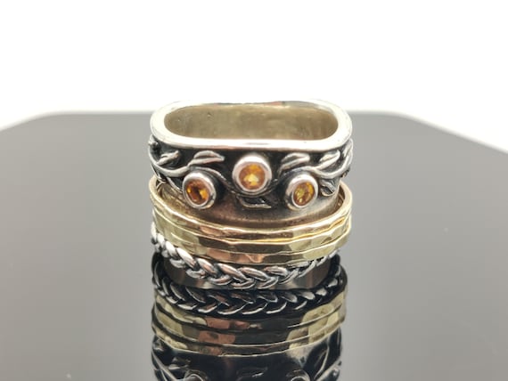 Sterling Silver and Gold  Artisan Spinner Band - image 4